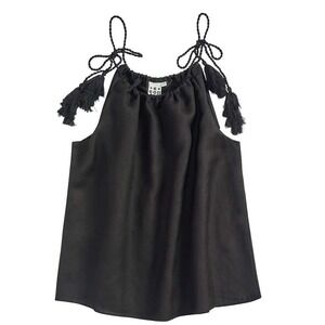 $98 NWT COR COR S SIERRA TOP Tassel Tie tank Black designer trapeze a-line fit